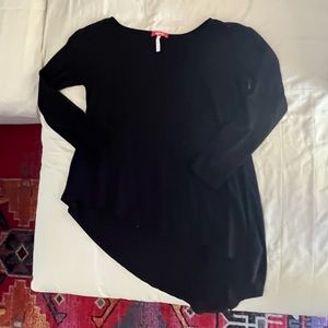Tonic Active Asymmetrical Long Sleeve Yoga Top in black